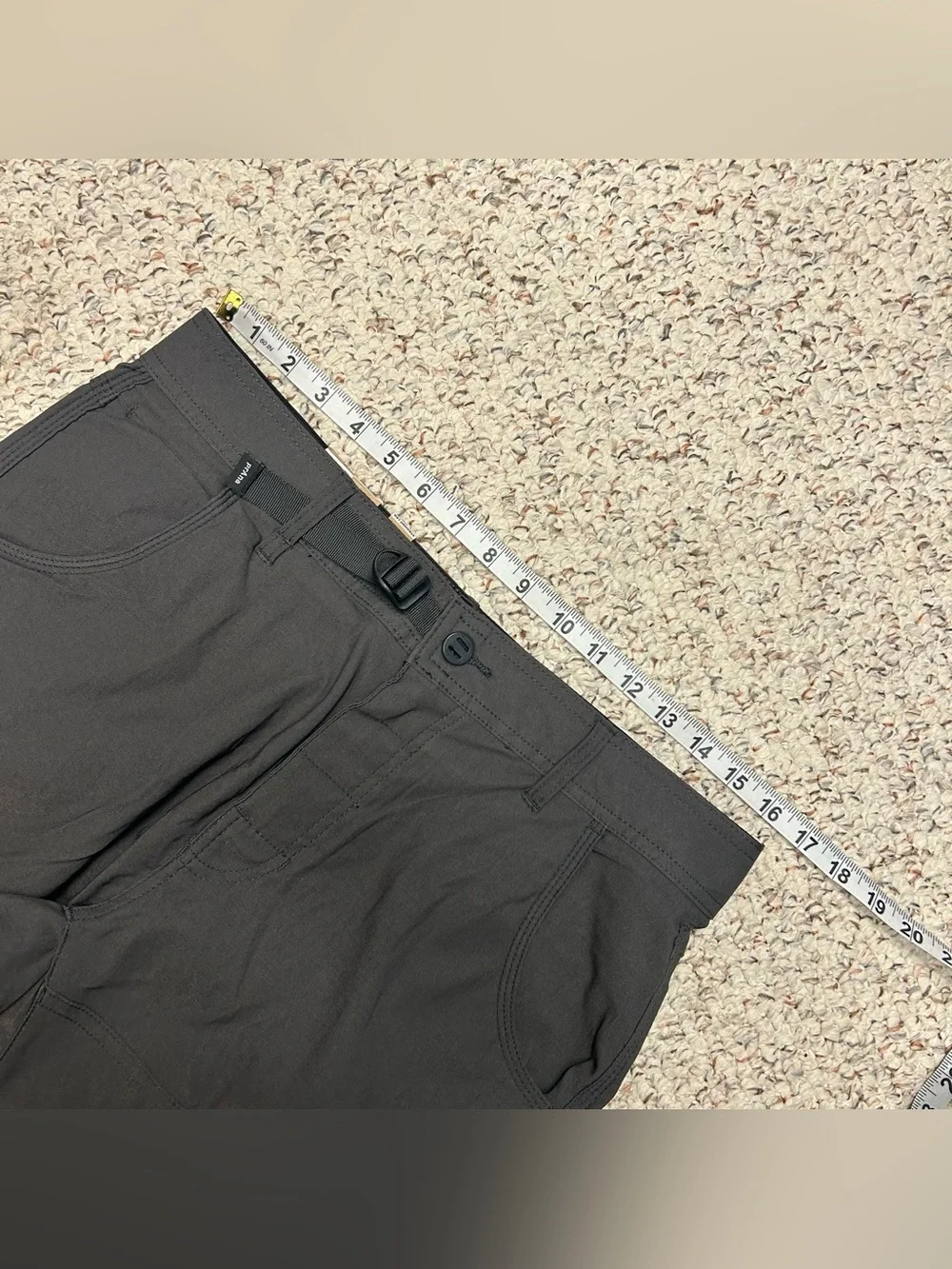 Prana Stretch Zion Pants II Dark Iron Gray Mens 31x32 Straight Leg UPF Roll Up